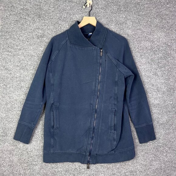 Lululemon Women Jacket Sweatshirt Blue‎ Asymmetrical Zip Size 10 - Picture 1 of 9